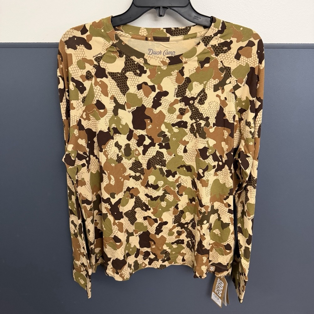 Women's Duck Camp Bamboo Crew Size XL Wetland Camo LS Shirt UFP‎ 30+ NWT